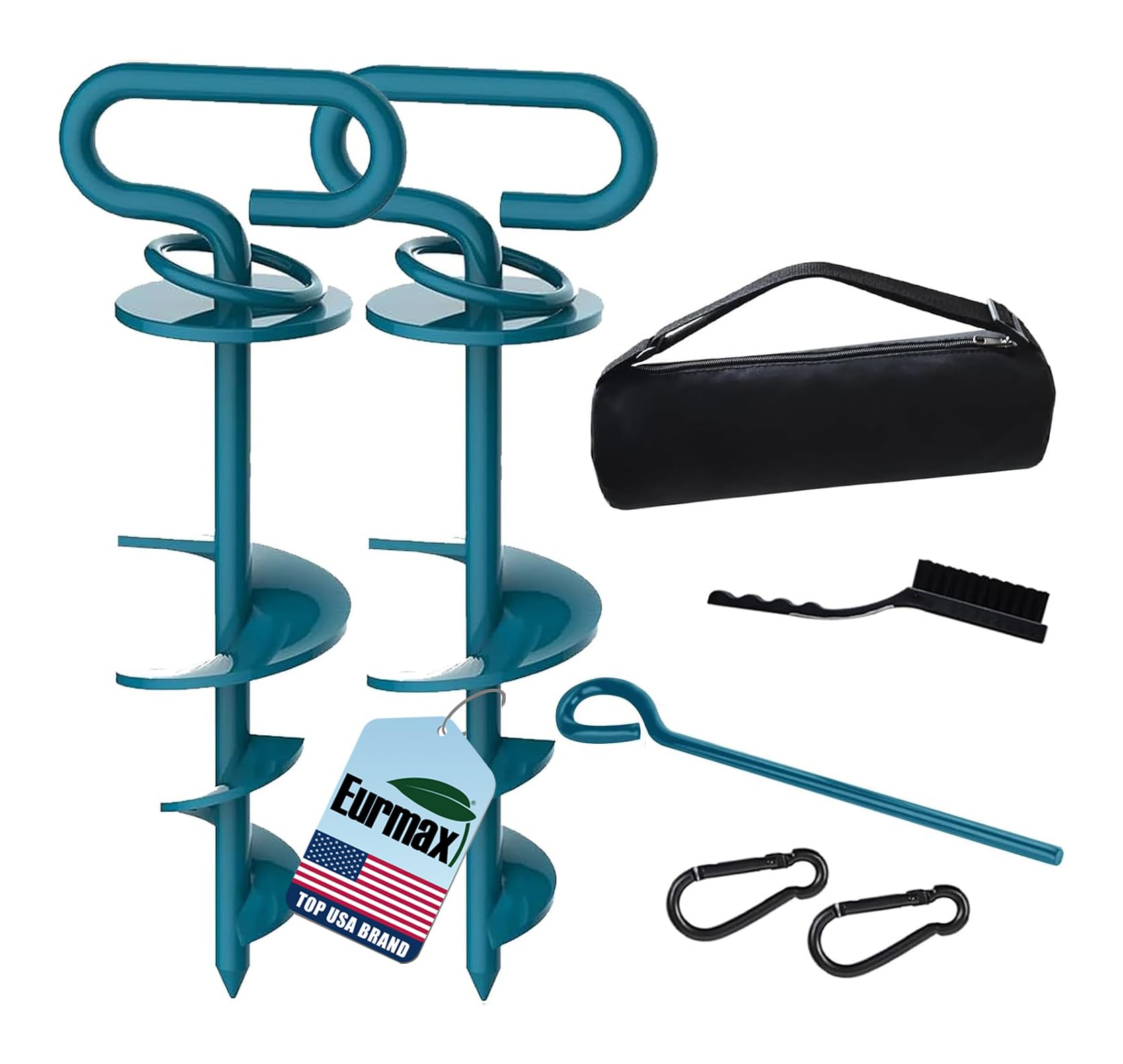 Eurmax USA 2-Pack Heavy Duty Dog Tie Out Stake, No-Tangle In Ground Anchor Runner for Large Dogs up to 210 Lbs - Perfect for Yard, Beach and Camping (Square,Navy Blue)