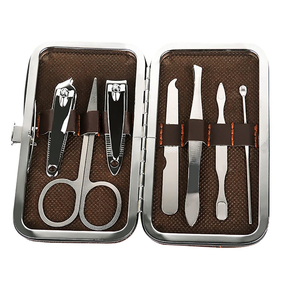 Kit de pédicure professionnelle 7 pcs en acier avec son étui de voyage de luxe aligné