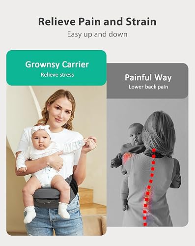 Miniatura 3 de Portabebés ergonómico con múltiples bolsillos, cintura extendida ajustable para recién nacidos y niños pequeños de hasta 50 libras, color gris