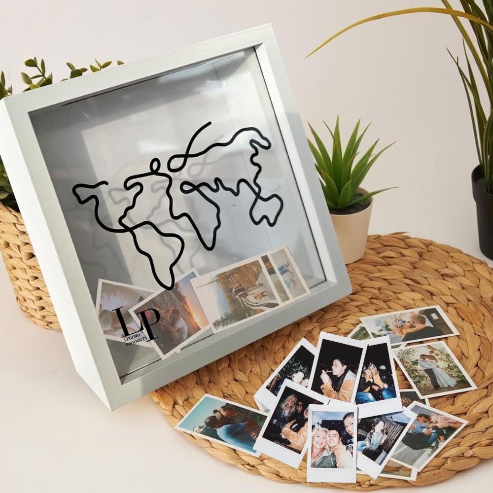 Legend - Travel Adventure Archive Shadow Box with Slot on Top | Travel Shadow Box Frame to Store Memories, Photos, Currency, Plane Tickets, Concert Tickets | Travel Memory Box for Keepsakes 12Inch
