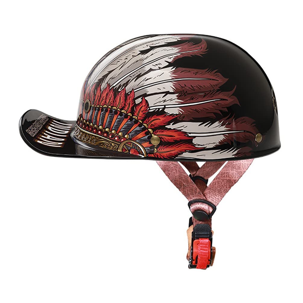 Chopper Helm Smilfree Halbschalenhelm Mit ECE, Jethelm Retro, Retro Motorrad Helm, Scooter-Helm, ,Offenem Helm, Mopedhelme Für Herren Und Damen,mit Sonnenblende(57~64CM) M~XXL Helm Für E Scooter