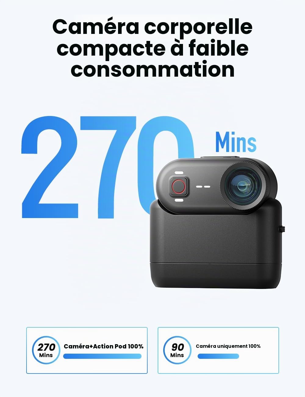 Mini Caméra Sport 4K avec Action Pod & 64GB Intégrée, Stabilisation EIS 6-Axes, Camera Portable Étanche 10M, Caméra POV avec Pendentif Magnétique et Clip Rotatif (Easy Clip) pour Vlog/Moto/Vélo