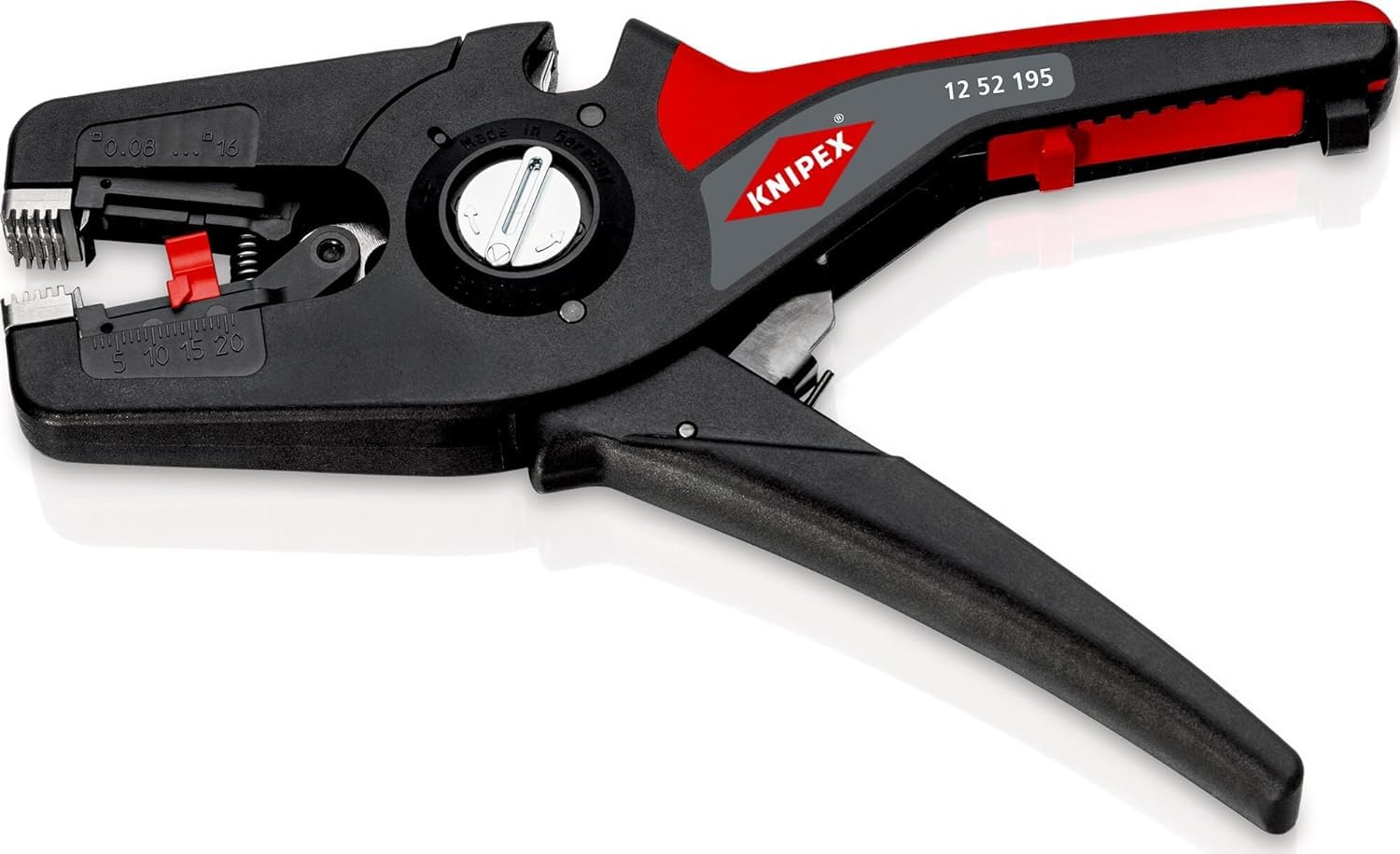 Knipex Pince à sertir auto-ajustable pour embouts de câble avec accès latéral brunie, avec gaines bi-matière 180 mm 97 53 04 & PreciStrip16 Pince à dénuder automatique 195 mm (carte LS/blister)