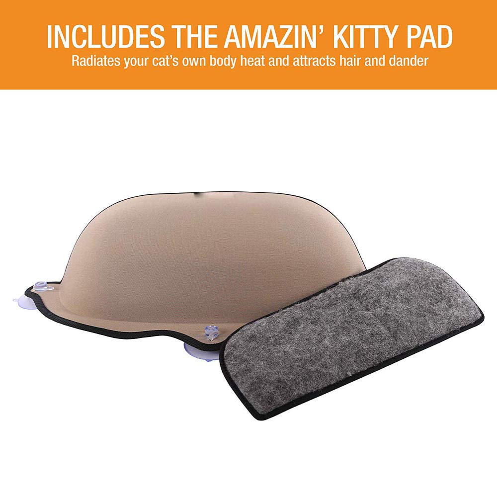 Katzenhängematte Khaki Cat Hängematte Cat Barsch Fenster Sitz Saugnäpfe Platzsparende Haustier Ruhesitz Soft Schaukelbett Sonnenbad 2St