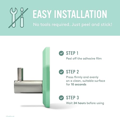Miniatura 6 de Sud Scrub Gancho de ducha antimicrobiano, ganchos autoadhesivos para pared de ducha, ganchos de pared extraíbles resistentes, ganchos para colgar,