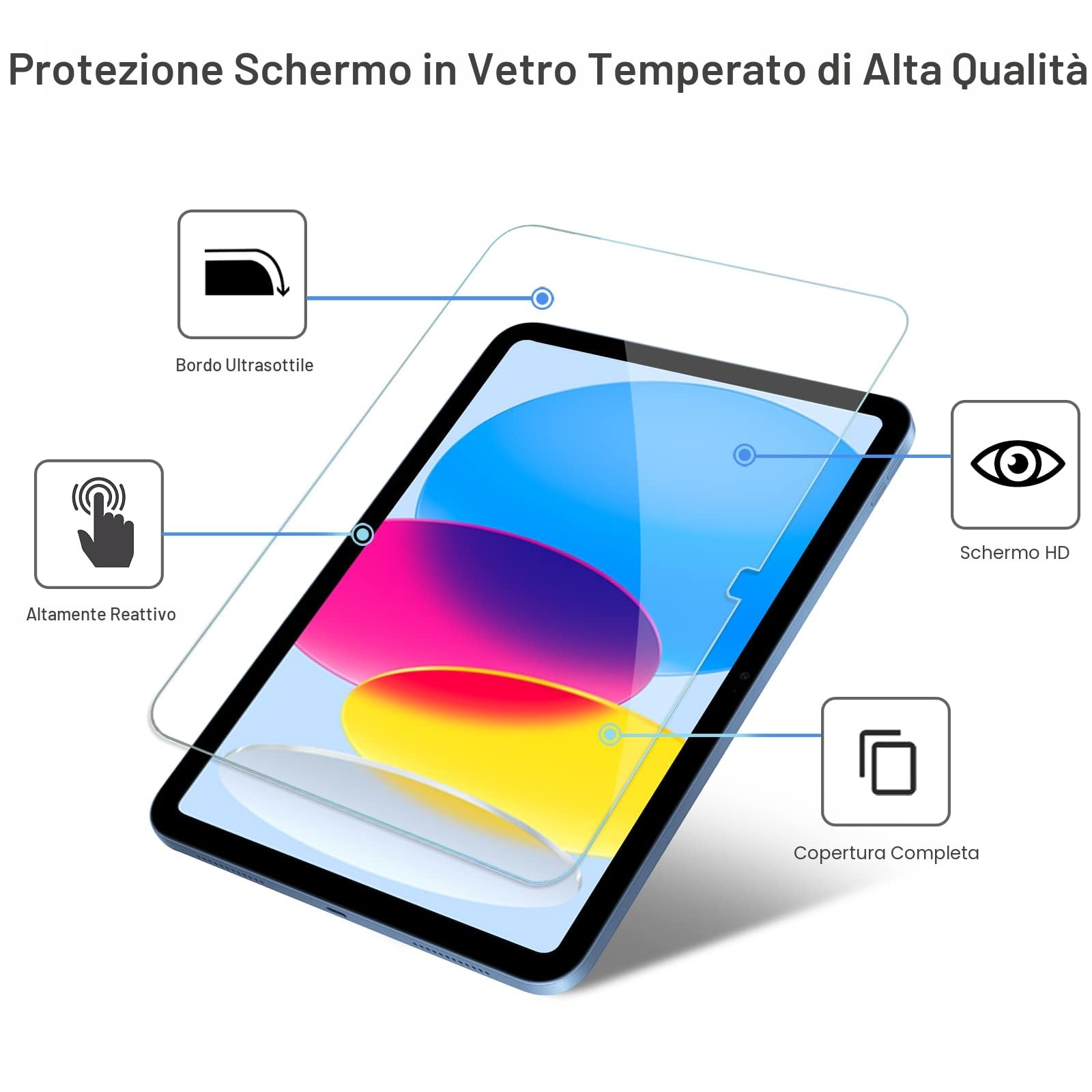 ProCase Pellicola Vetro Temperato iPad 10 Generazione 10,9 Pollici iPad 11 Generazione A16 11 Pollici 2025 Durezza 9H Anti Graffio 2 Pezzi