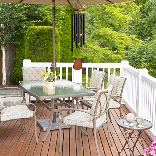 Wind Chimes For Outside Large Outdoor - Memorial Wind Chime Large Deep Tone, Wooden Black Aluminum Chime With 6 Tuned Tubes, Great As A Gift For Home Decor, Patio, Garden And Backyard #TOP3