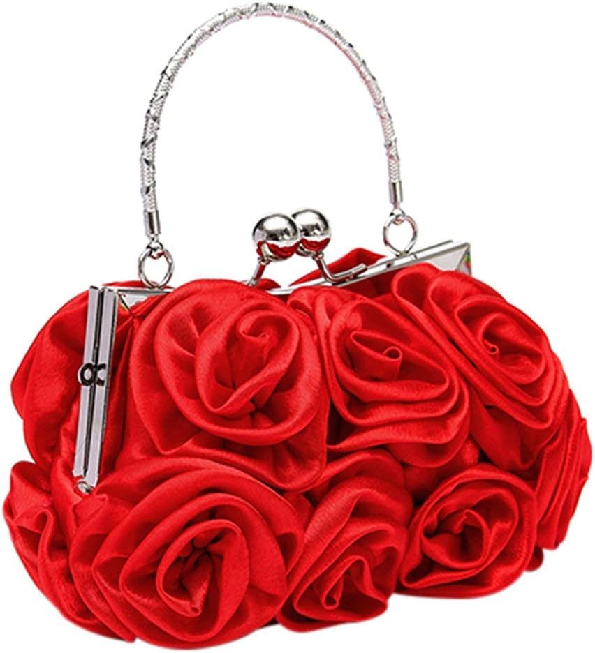 Elegancka torebka, 3D Rose Flower Decor Kopertówka Bankietowa wieczorowa torebka na imprezę Czerwona/733/271(Red)