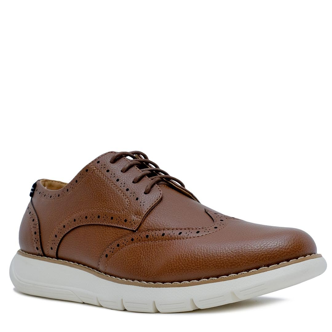 Photo 1 of Nautica Men's Wingtip Oxford Lace-Up Sneakers for Dress and Walking - Stylish and Comfortable Choice for Business Casual and Everyday Comfort 10 Tan-warren
