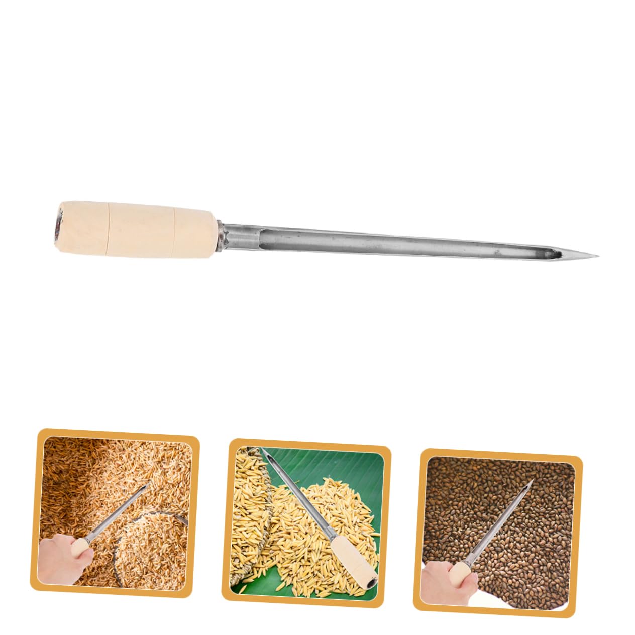 Garneck Ergonomic Corn Sampler Sharp Sampling Head Stainless Steel Grain Powder Collector for Soil Testing