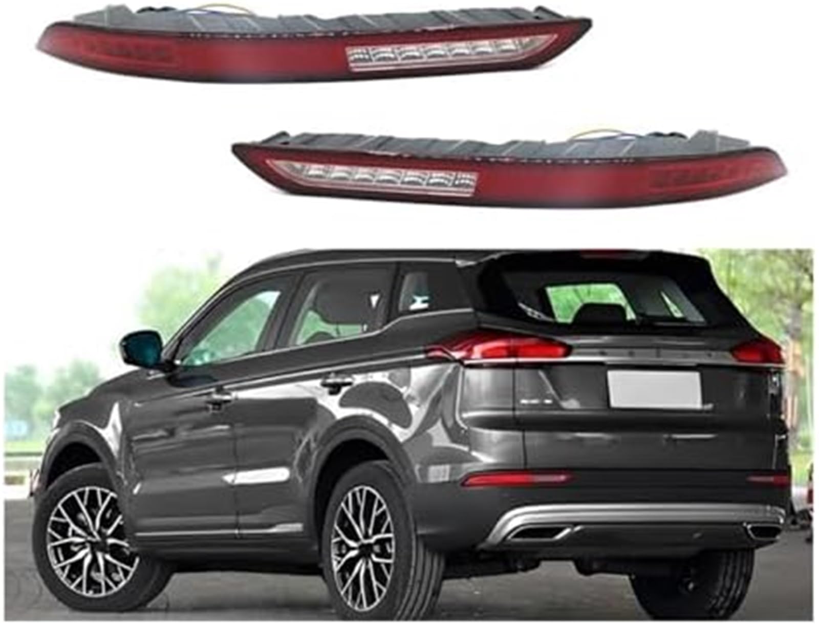 Światła tylne, do Geely, Atlas Pro, Azkarra, Boyue LED Tylny zderzak samochodowy Reflektor Światło stopu hamowania Tylne Światło tylnego zderzaka samochodu(BLACK Right Side)