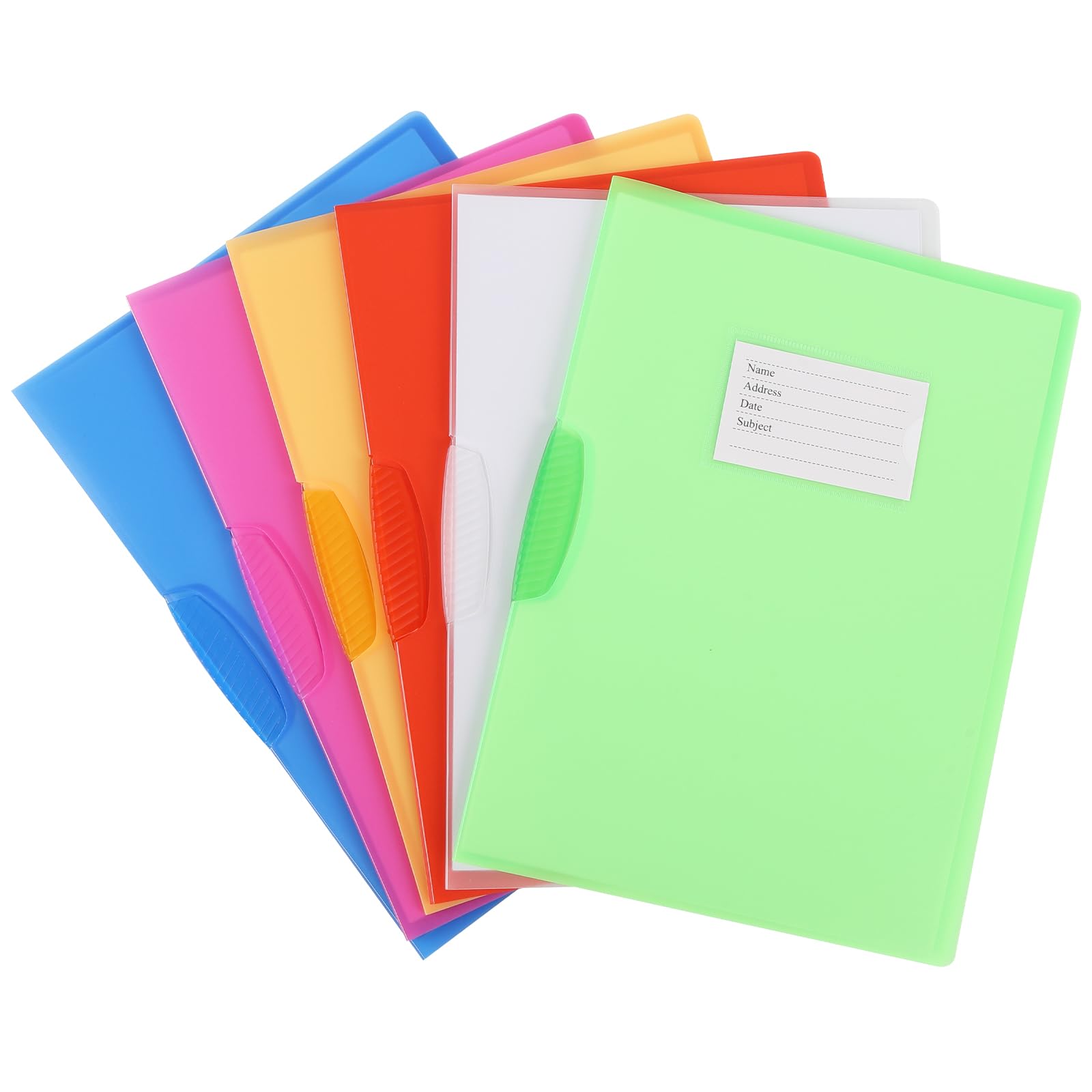 Report Folder Front Presentation Folders, Plastic Folders with Mid-Side Swing Clip, A4 Letter Size Paper Office Business Documents Resume (6 PCS - 6 Colours)