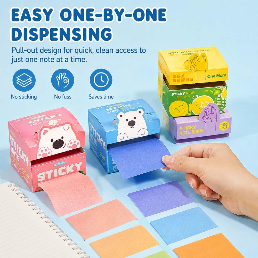 Sticky Notes Glitter,Monster Sticky Notes Glitzer Pull-Out,105PCS/Box,Reusable Office Memo Pull Out Separator,For Journal Planner School Office Classroom Home Study Use (12PCS)