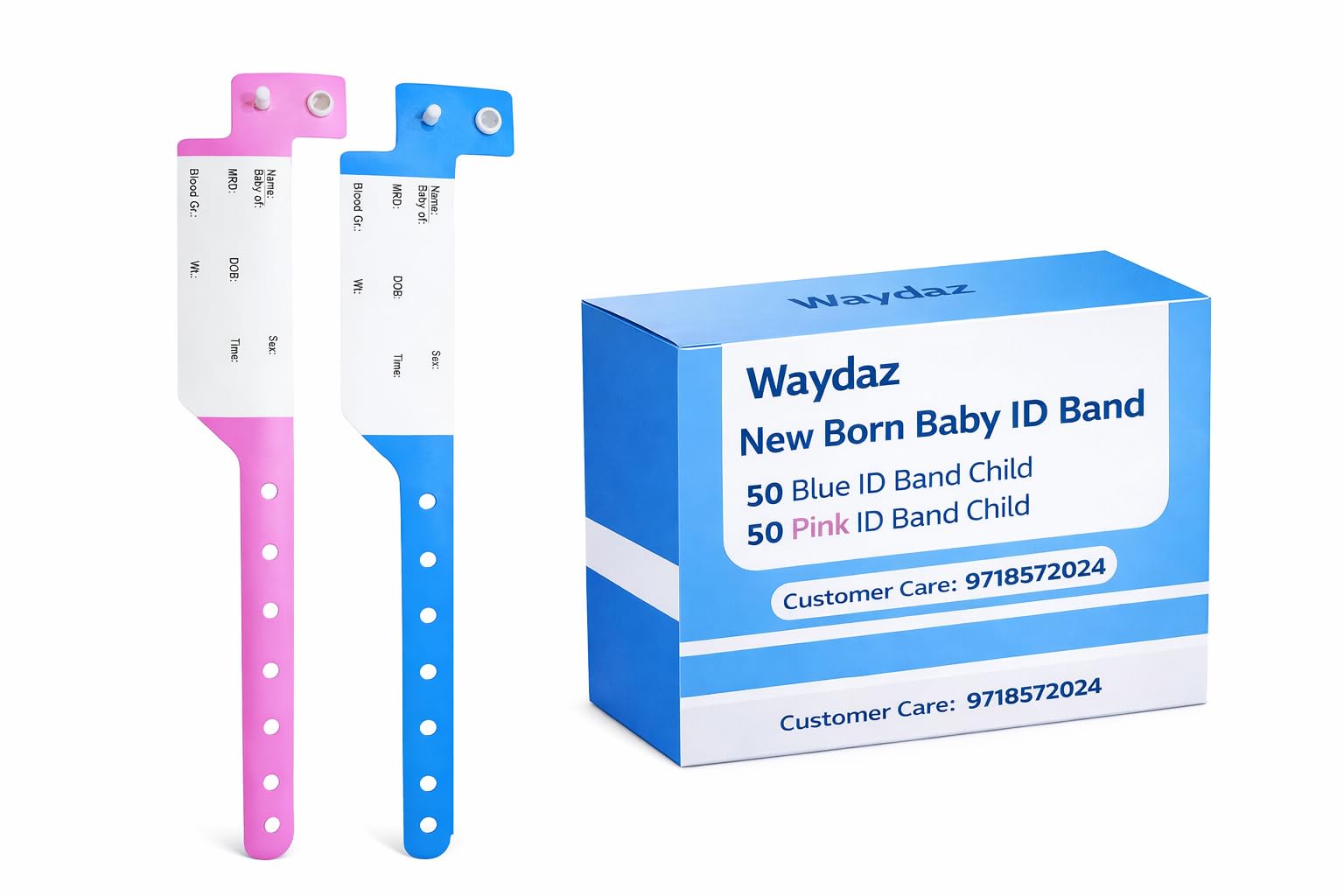 Patient Identification Bands for Newborns & Pediatric Use – 100 Pack (50 Blue for Boys & 50 Pink for Girls) | Soft, Waterproof, Adjustable ID Wristbands for Hospital & Clinic Use (2)-image-3