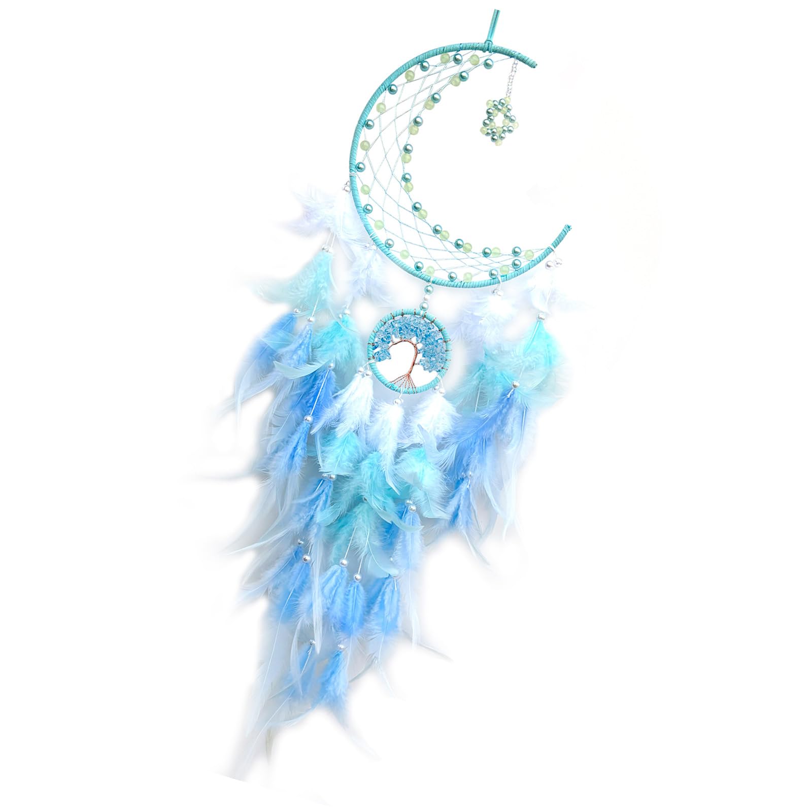 Kalttoy Glowing in Dark Beads Star Windchimes Feathered Tassels Dreamcatchers Ornament for Festives and Bedroom Decoration Dreamcatchers Windchimes