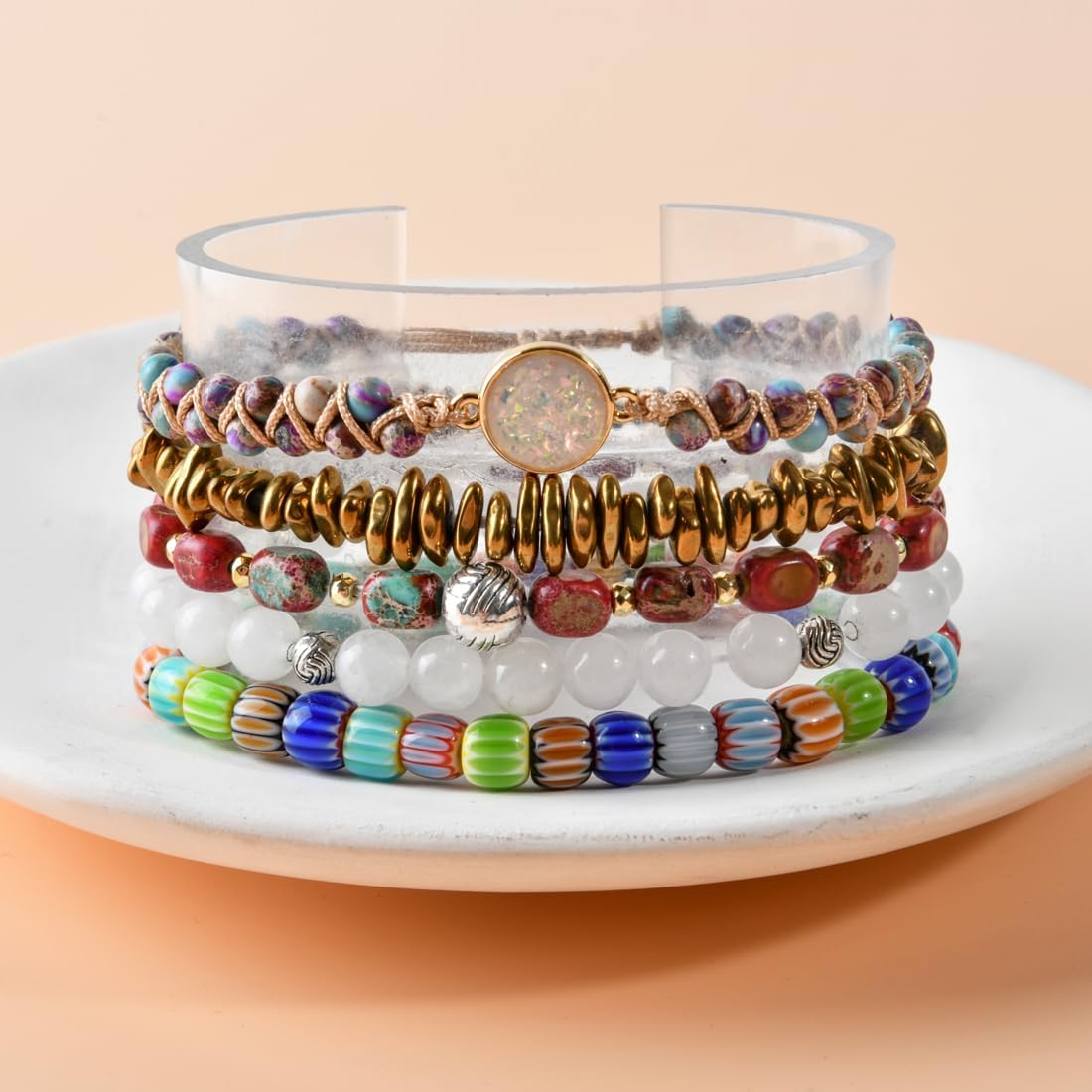 YGLINE Gemstone Healing Chakra Bracelet Anxiety Crystal Natural Stone Men Women Stress Relief Reiki Yoga Jewelry