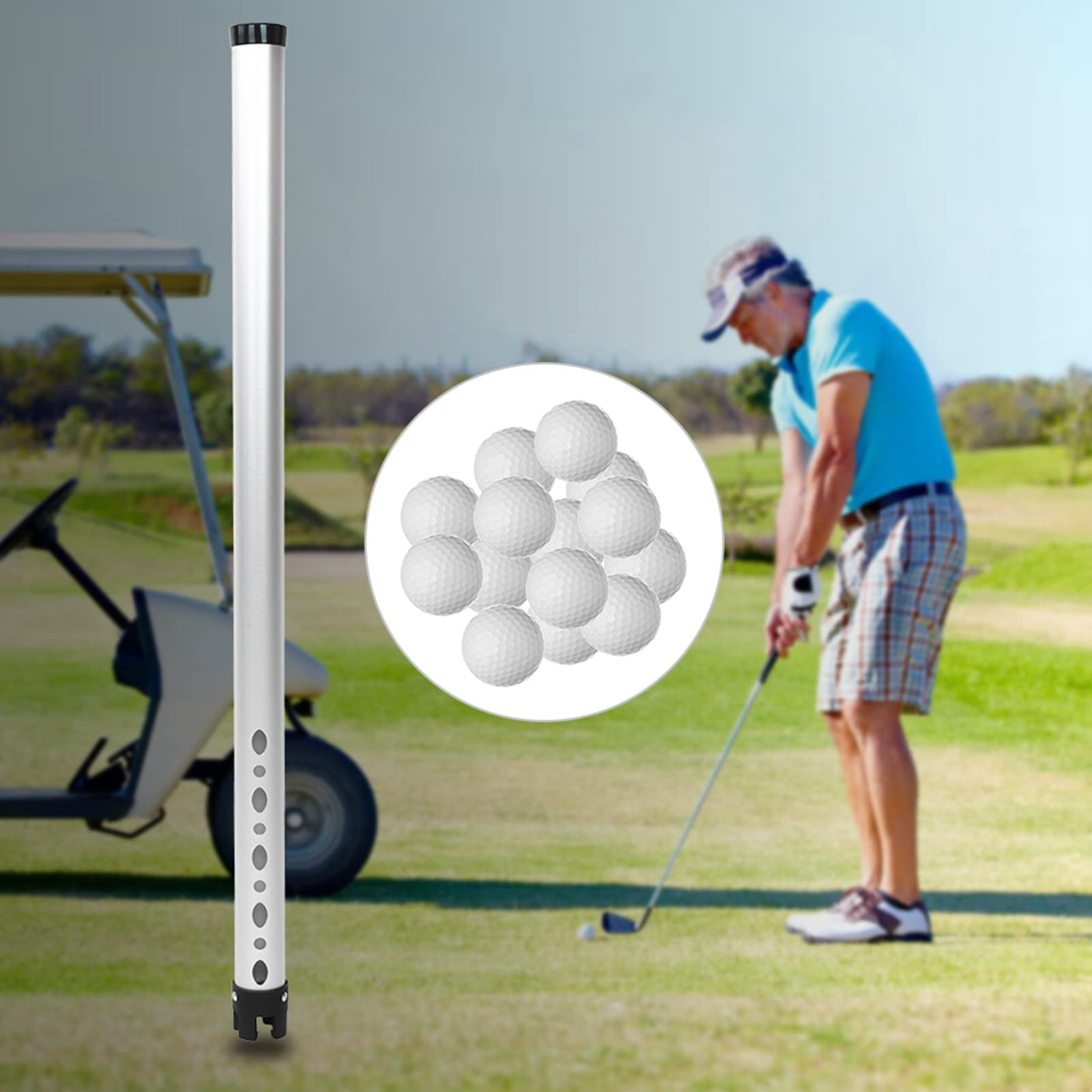 Recogedor de Pelotas de Golf de aleación de Aluminio con Tubo de Almacenamiento de Pelotas, sostiene hasta 23 Pelotas, Accesorio de Herramienta de Golfista Duradero