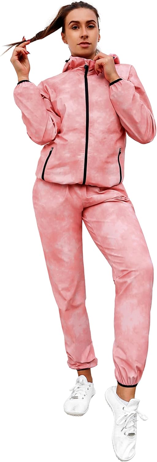 Women's Sauna Suit 2-Piece Comfort Fit Jacket and Pants for Fitness Exercise (Plus Size Available)