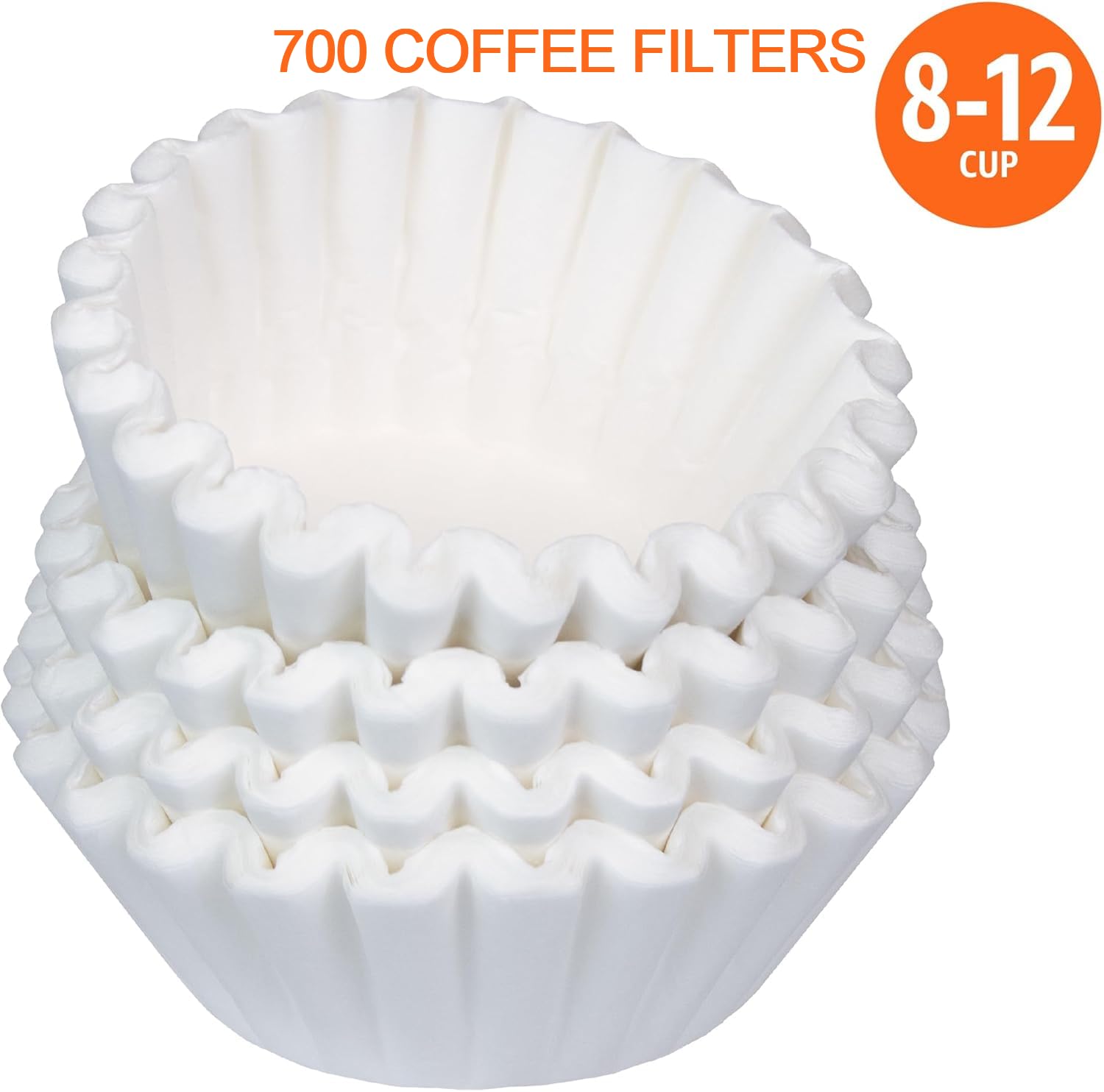 Coffee Filters 8-12 Cups - 700 Count, Basket Style Coffee Filter, Great for Ground Coffee, Light & Dark Roast, Smooth Pull for a Great Cup of Coffee Everytime