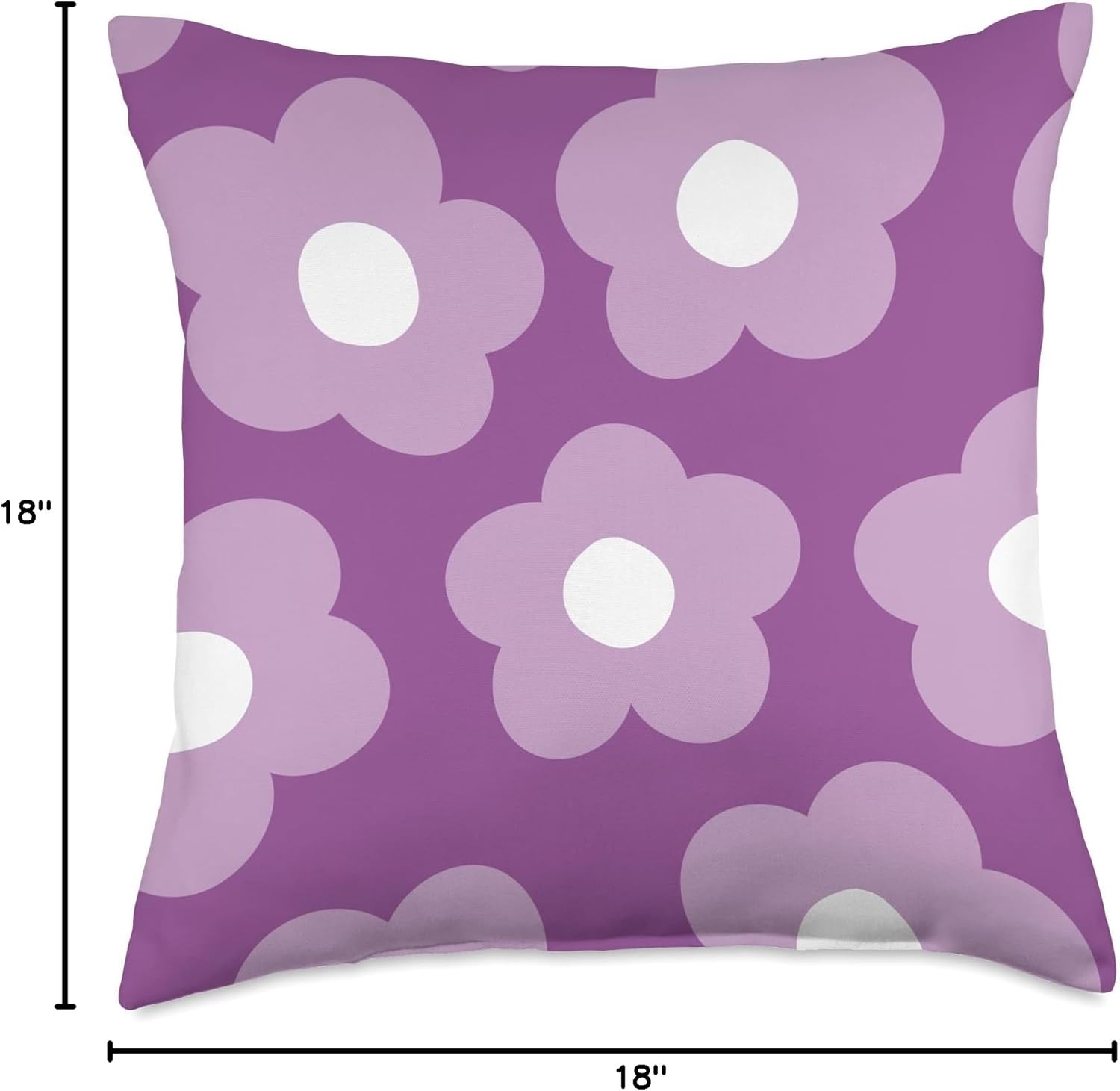 Danish Pastel Aesthetic Daisy Flower Preppy Purple Decor Throw Pillow