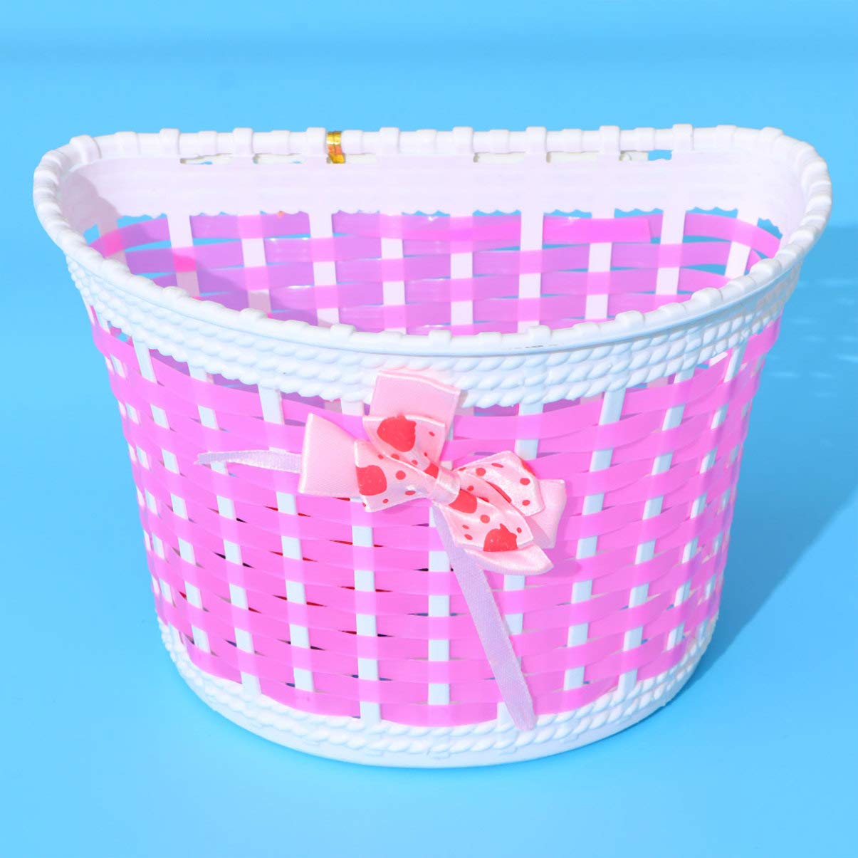 BESPORTBLE Bike Accessories for Kids Front Handlebar Bike Basket Bicycle Bell Bicycle Ladybug Bell Alarm Horn Bike Ring (Pink Basket)