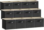 Lifewit 11 Inch Cube Storage Bins, 12 Packs Storage Cubes Foldable Decorative Fabric Storage Baskets for Organizing Home Organizers with Handles for Shelves, Closet, Grey