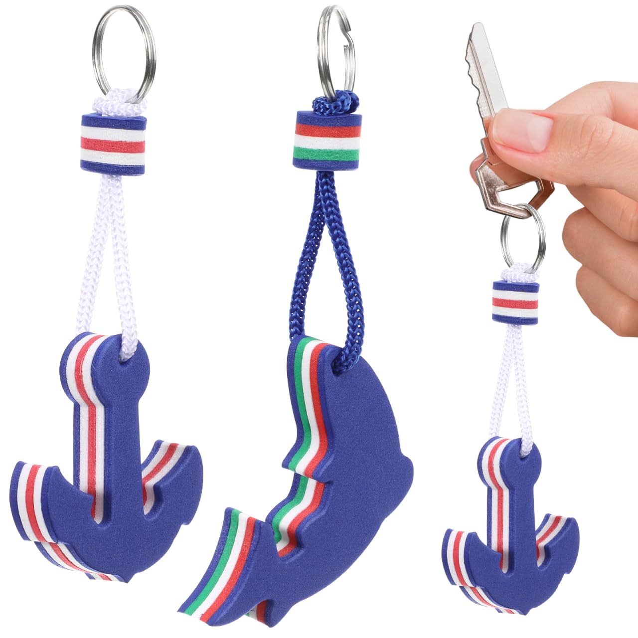 VORCOOL Floating Keychain: 2Pcs EVA Dolphin and Anchor Floating Keyring for Outdoor Kayak Canoe Marine Nautical Boating Swim Beach
