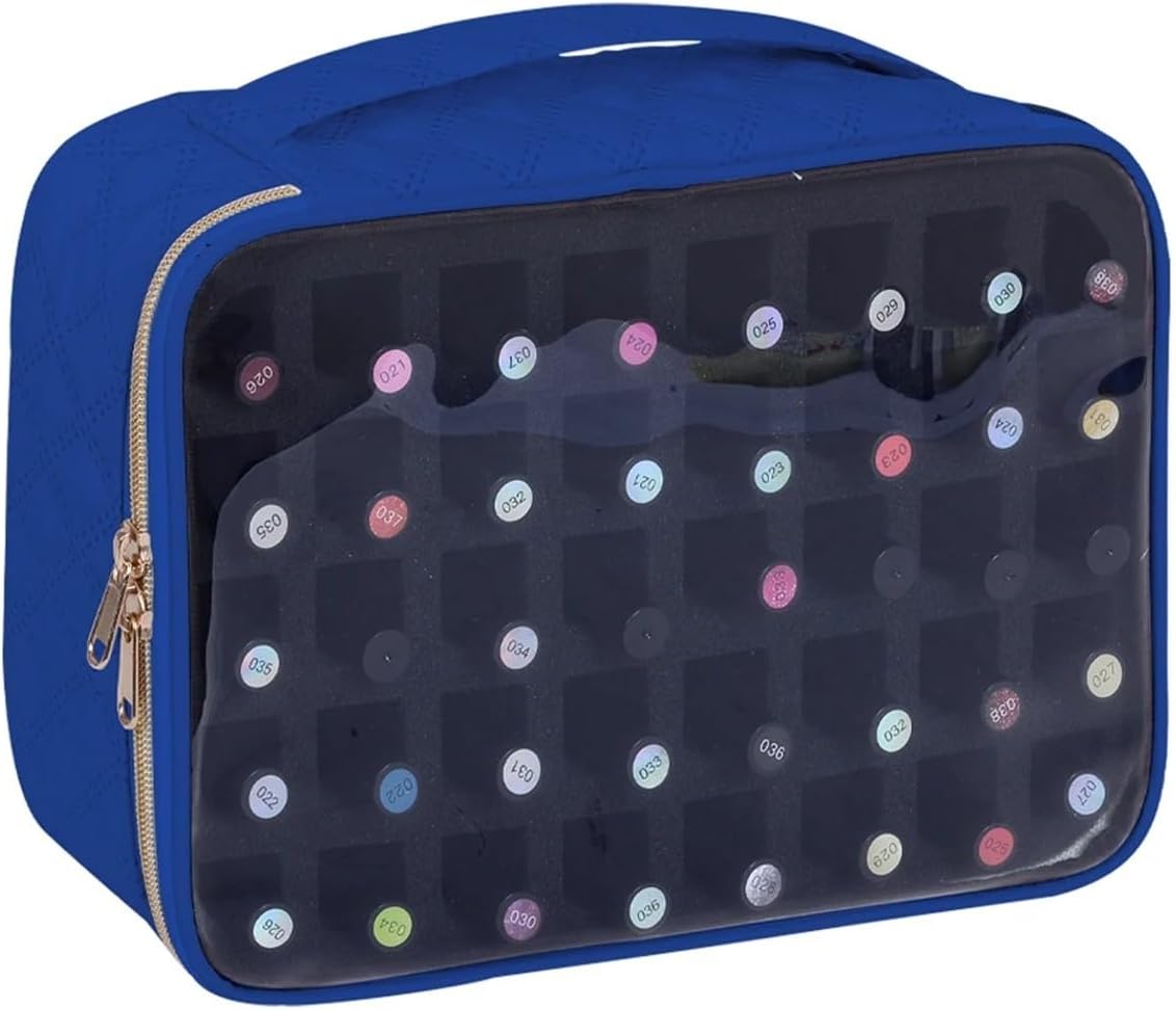 Transparent Nail Polish Storage Box,40 Bottles Travel Set, Durable Polyester Cotton Material, Suitable For Nail Lovers(Blue)