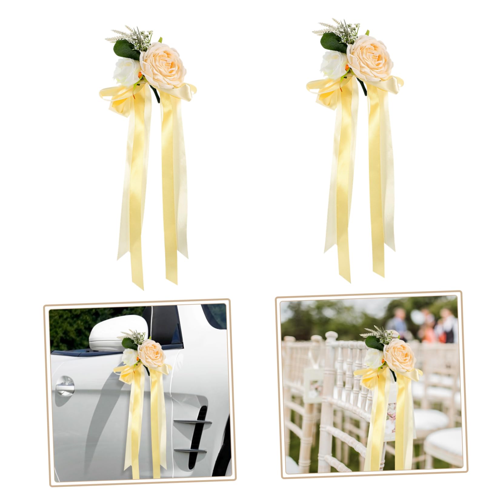 STOBAZA 8stücke Hochzeitsauto Blumen Dekoration Für Rückspiegel Simulation Rosen Für Brautwagen Elegantes Auto- Ergänzung Für Hochzeitsfeierlichkeiten