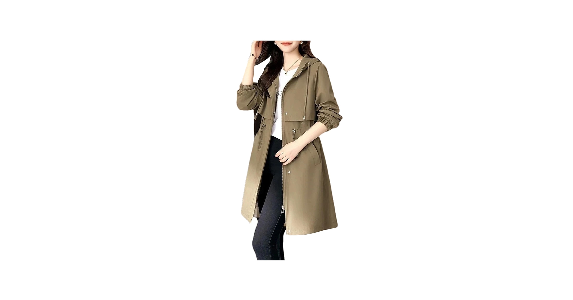 Amazon.com: Women Trench Coat Fashion Slim Mid-Length Hooded