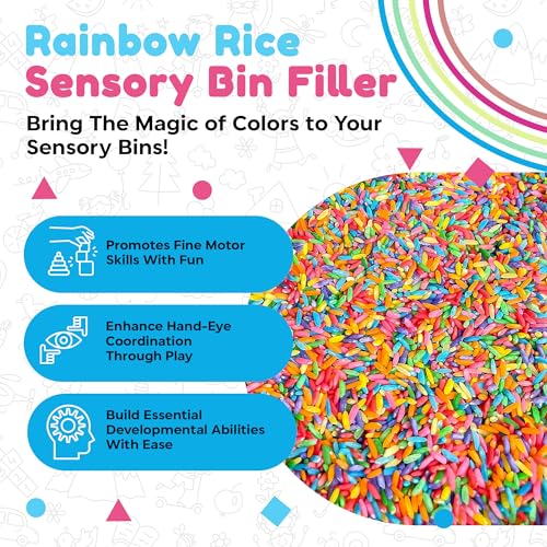 Image of Rainbow Rice Sensory Bin Filler for Sensory Play 2 LB (4 Cups) - Non-Toxic Colored Rice for Sensory Tables - DIY Montessori Color Rice - Rice Sensory Bin Filler for Educational Play