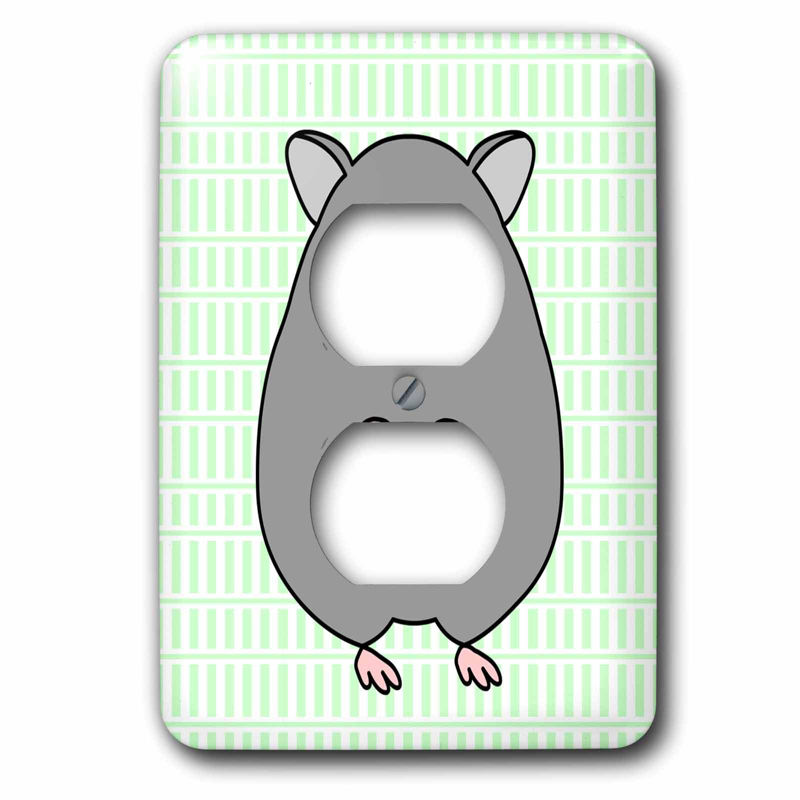 Hamster gris mignon plaque 2 prises pour égayer la chambre enfant 3dRose
