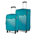 Safari Set of 2 Prisma Neo (Cabin + Medium) Trolley Bags Polyester Expandable Soft Luggage, 4 Wheels 360 Degree Wheeling, Travel Bag, Suitcase for Travel, Trolley Bags for Travel, Teal