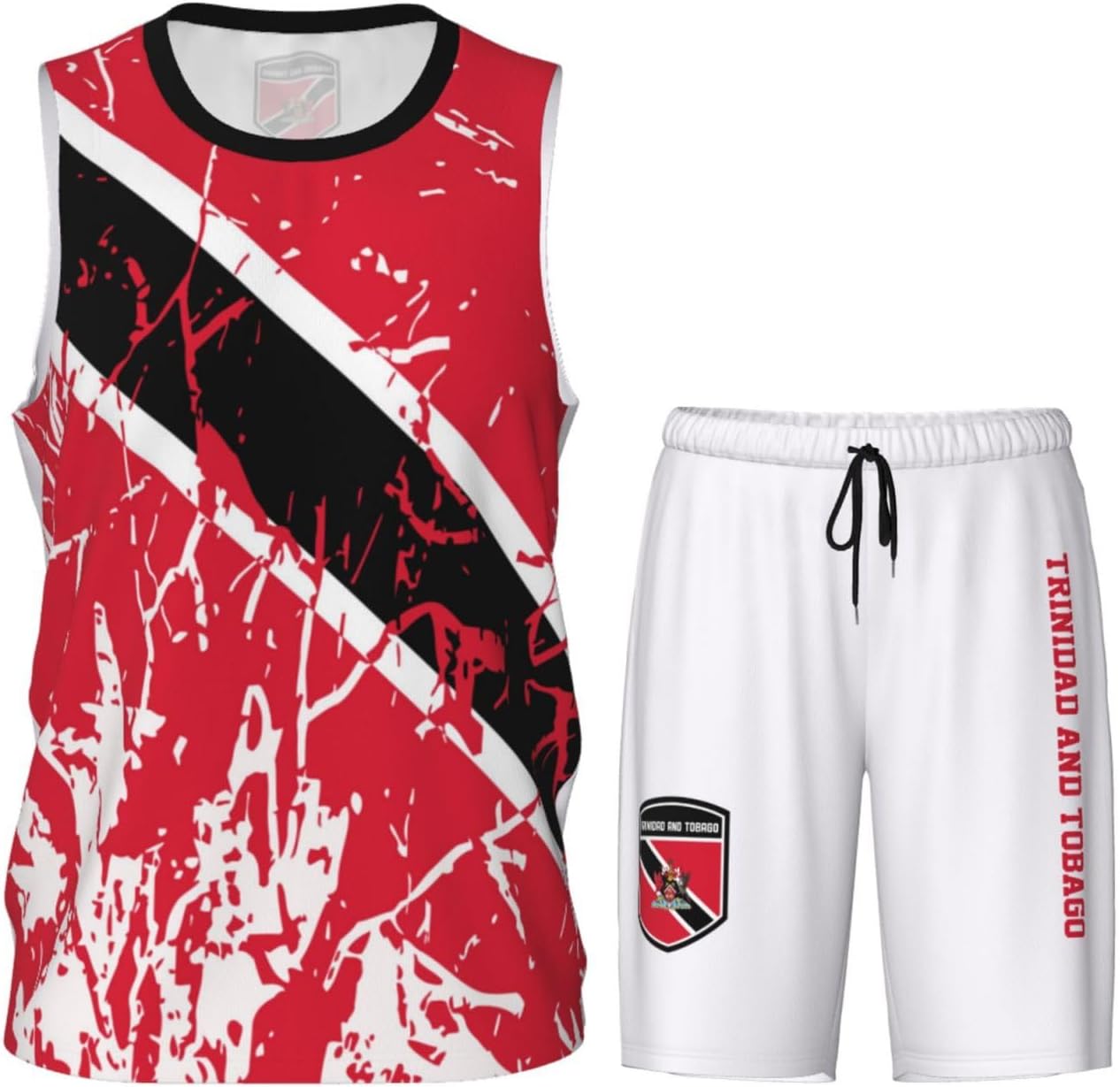Trinidad and Tobago Flag Grain (3) Basketball Jersey Uniform Suit for Men Women Adults Training Athletic Set