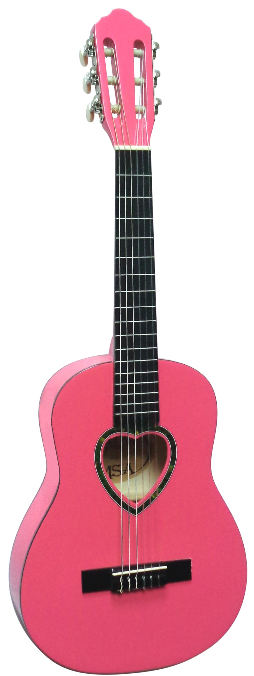 1/4 GITARRE - SET TASCHE STIMMGERÄT- KINDERGITARRE - PINK - SCHALLLOCH IN HERZFORM - CLASSIC INSTRUMENT - K6