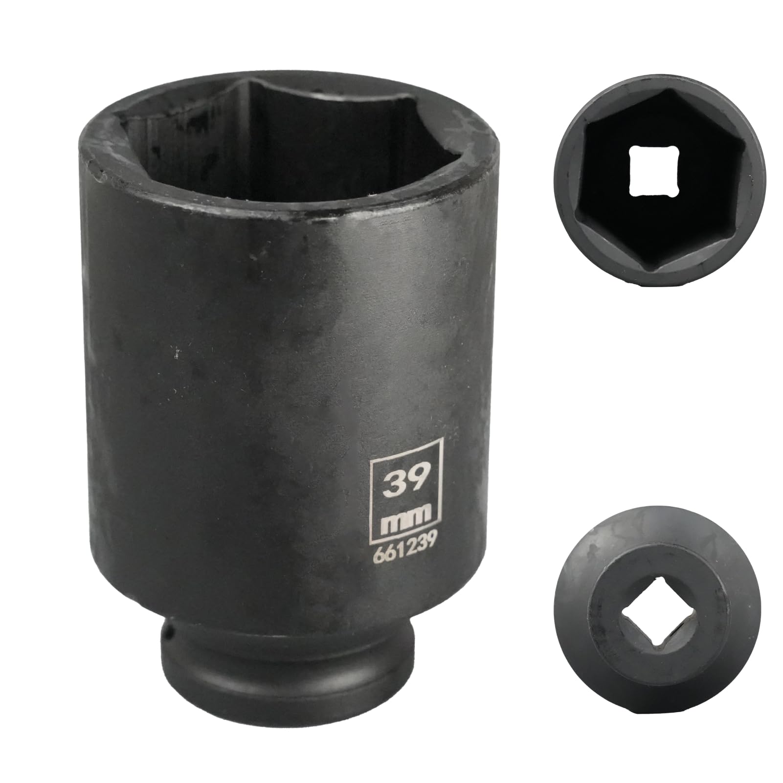 Flewdart 39mm deep Impact Socket 1/2 Drive, 39 mm 1/2" Square Drive 6 Point Cr-Mo, 78mm Length, 1/2 39mm