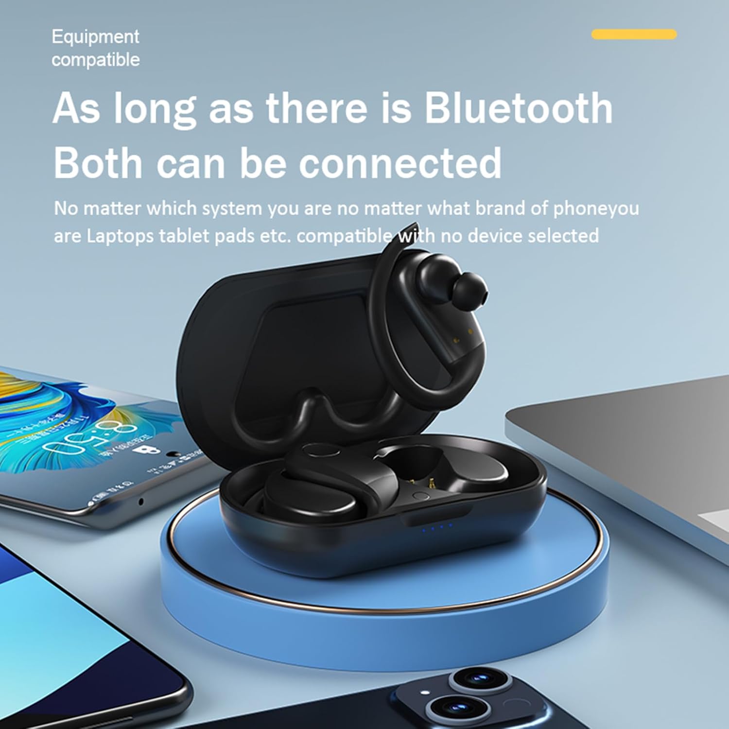 Wireless Earbuds, Bluetooth Headphones Stereo Bass Sound, 72H Playtime LED Display Ear Buds, IPX7 Waterproof Earphones with Mic for iPhone Android Cell Phone Sports