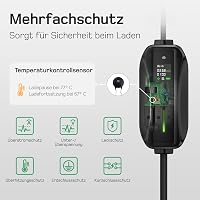 dé Type 2 Elektromos Autó Töltőkábel Schuko 3.68 kW Digitális Kijelzővel - 6m Hordozható EV Töltő Peugeot, Citroën, Mercedes, Audi, BMW, VW  3