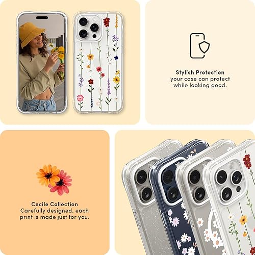 Miniatura 7 de CYRILL Cecile - Funda compatible con iPhone 15 Pro Max para mujer (2023), funda transparente con bonito diseño floral con perfil ajustado de flores,