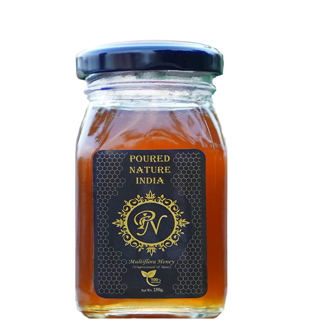 POURED NATURE Pure Raw Honey, 100% Purity, Organic Wild Honey No Added Sugar, 250g