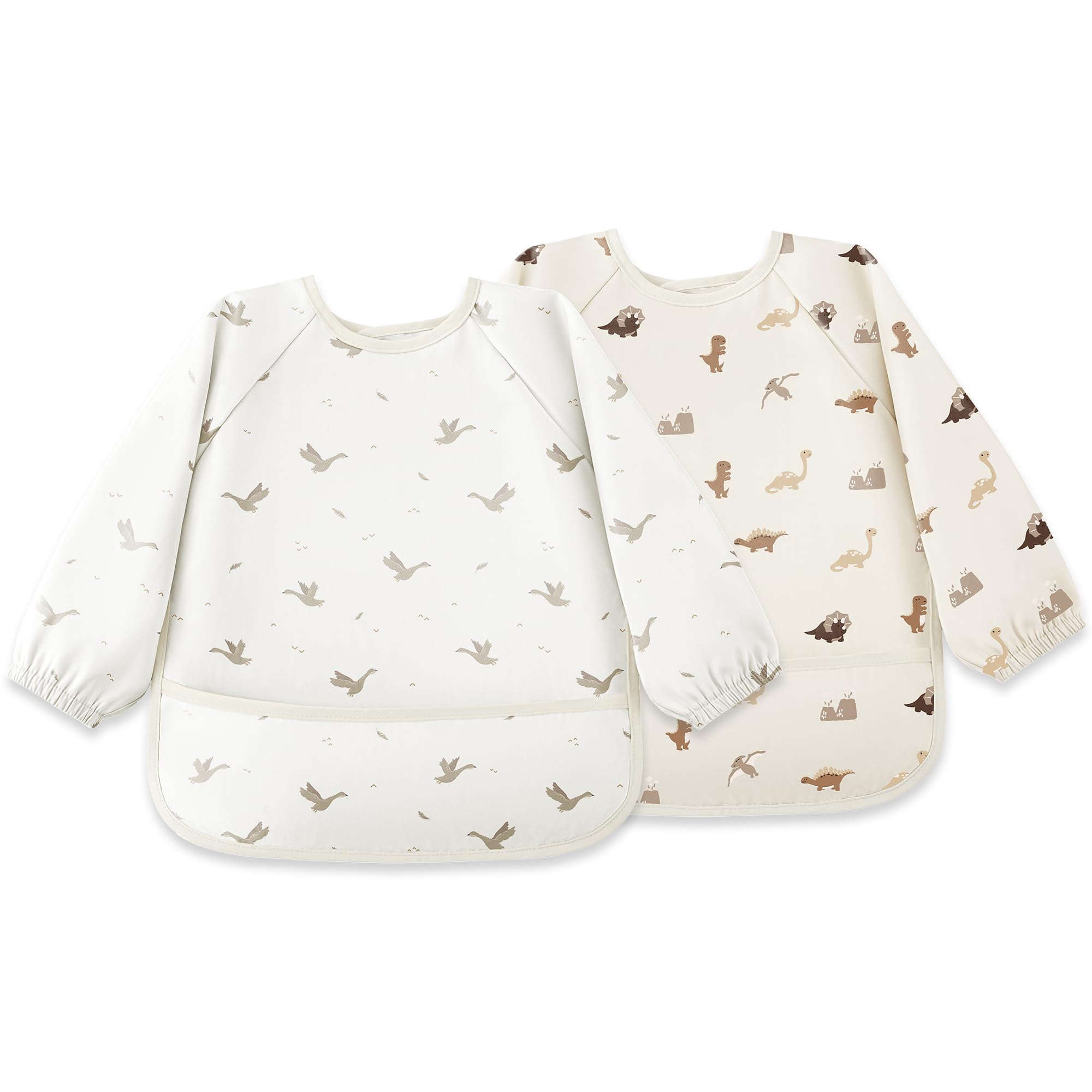 Bearmoss Lätzchen zum Abstillen mit Langen Ärmeln Weiches und Hautfreundliches Material, Lätzchen zum Stillen, Wasserdicht und Leicht zu Reinigen & Maschinenwaschbar für Baby(Dinosaurier)