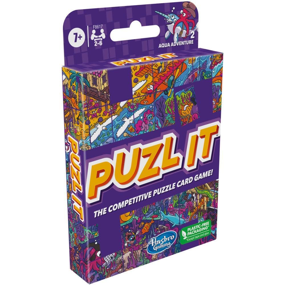 Hasbro Gaming Puzl It: Aqua Adventure, The Competitive Puzzle Card for Ages 7+, Family for 2-6 Players,Strategy Card,Kids,Puzzle Games