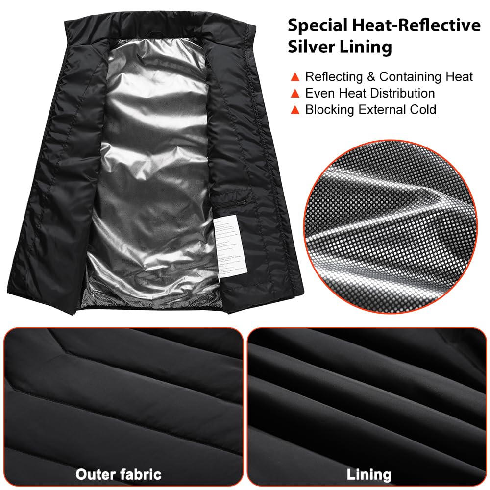 Amurhey Gilet riscaldato da uomo e da donna con 21 zone riscaldate e compatibile con 5 V/7,4 V, 2025 nuovo – Giubbotto termico riscaldabile, unisex, caldo, lavabile (senza power bank)