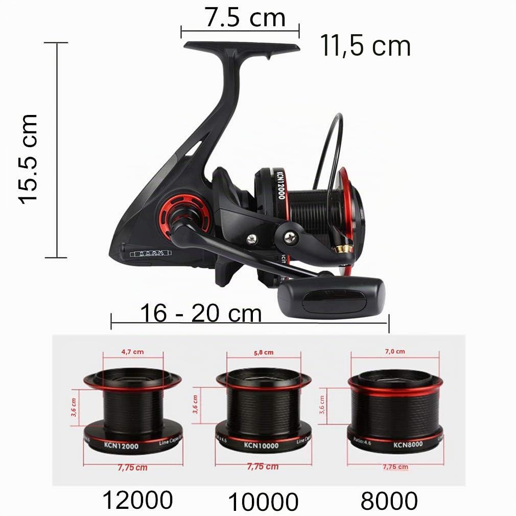 Diwa Carretes de Pesca giratorios 8000 10000 12000 Agua Salada de Agua Dulce Pesca de Caza Mayor Pesca de Surf Ultra Suave Potente Carrete Equipo de hiladora Duradero Eje de Gran tamaño