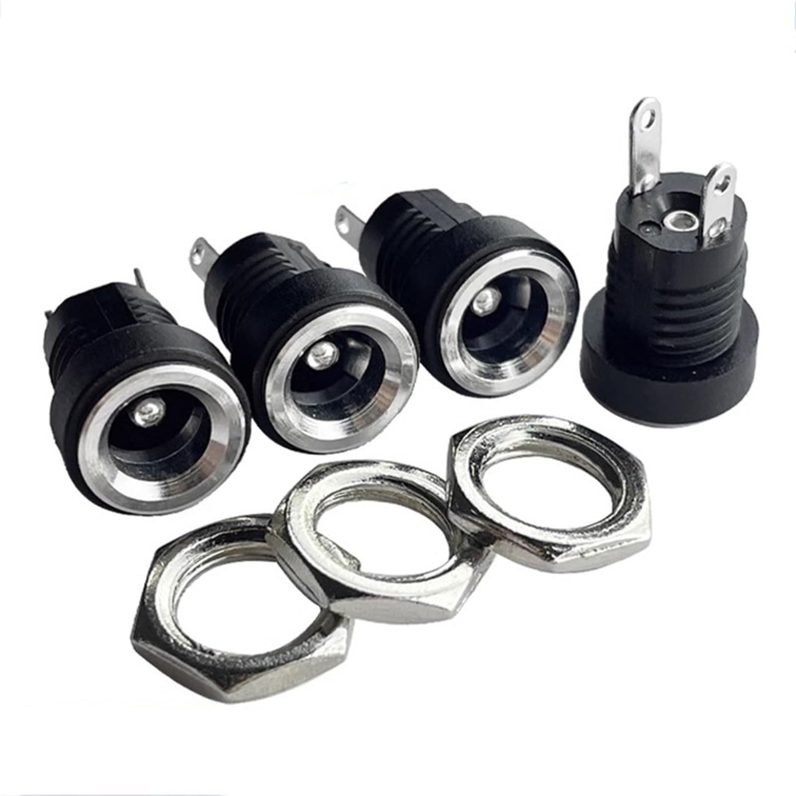 Jack di alimentazione CC, 200 pezzi, presa jack di alimentazione CC, adattatore femmina per montaggio a pannello, 3,5 x 1,3 mm, 2 pin, per audio auto, laptop, lettori MP3