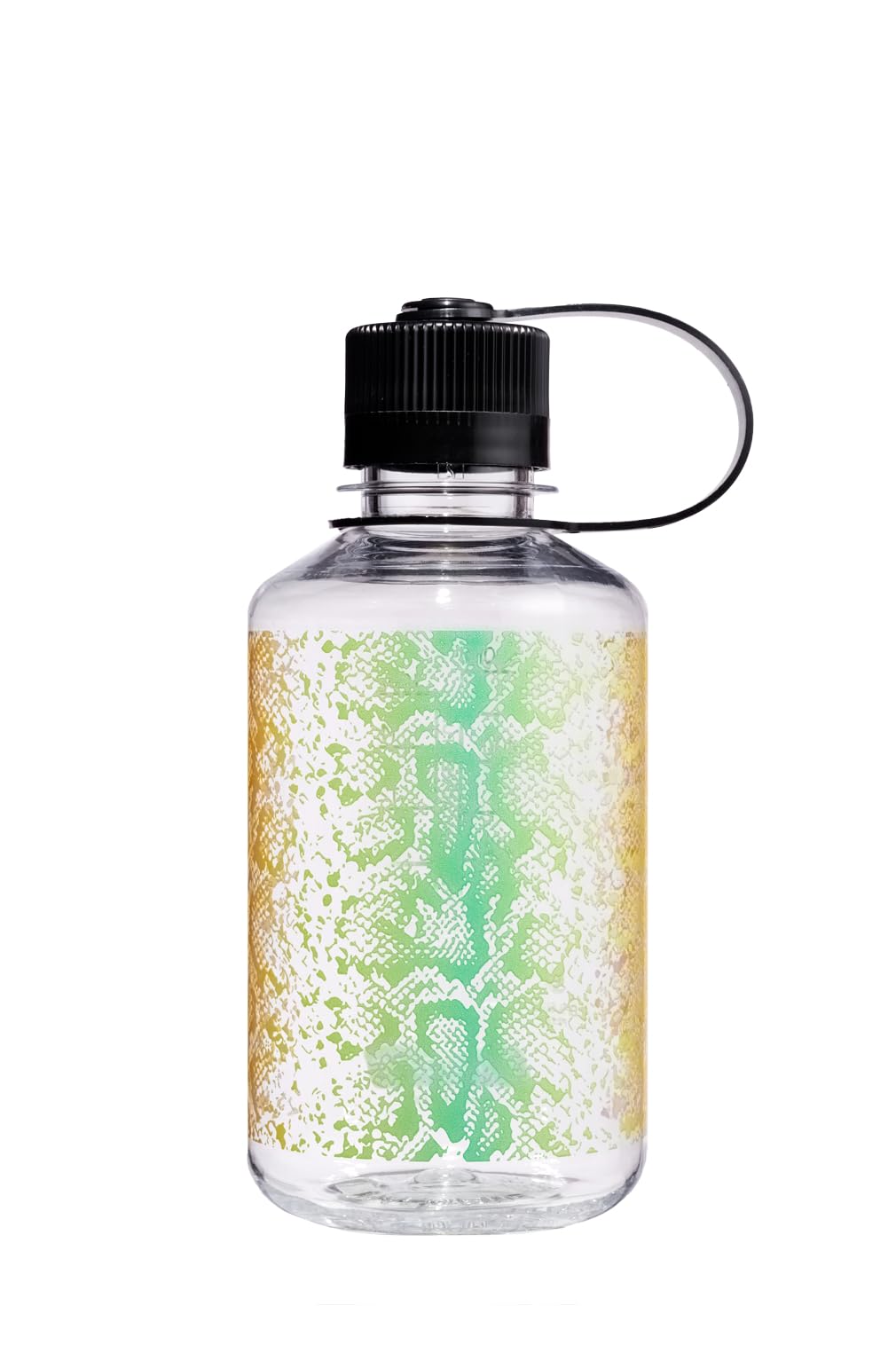 Nalgene Sustain Tritan Bouteille d'eau sans BPA fabriquée avec des matériaux dérivés de 50% de déchets plastiques, 473,​6 g, goulot étroit, serpent arc-​en-​ciel