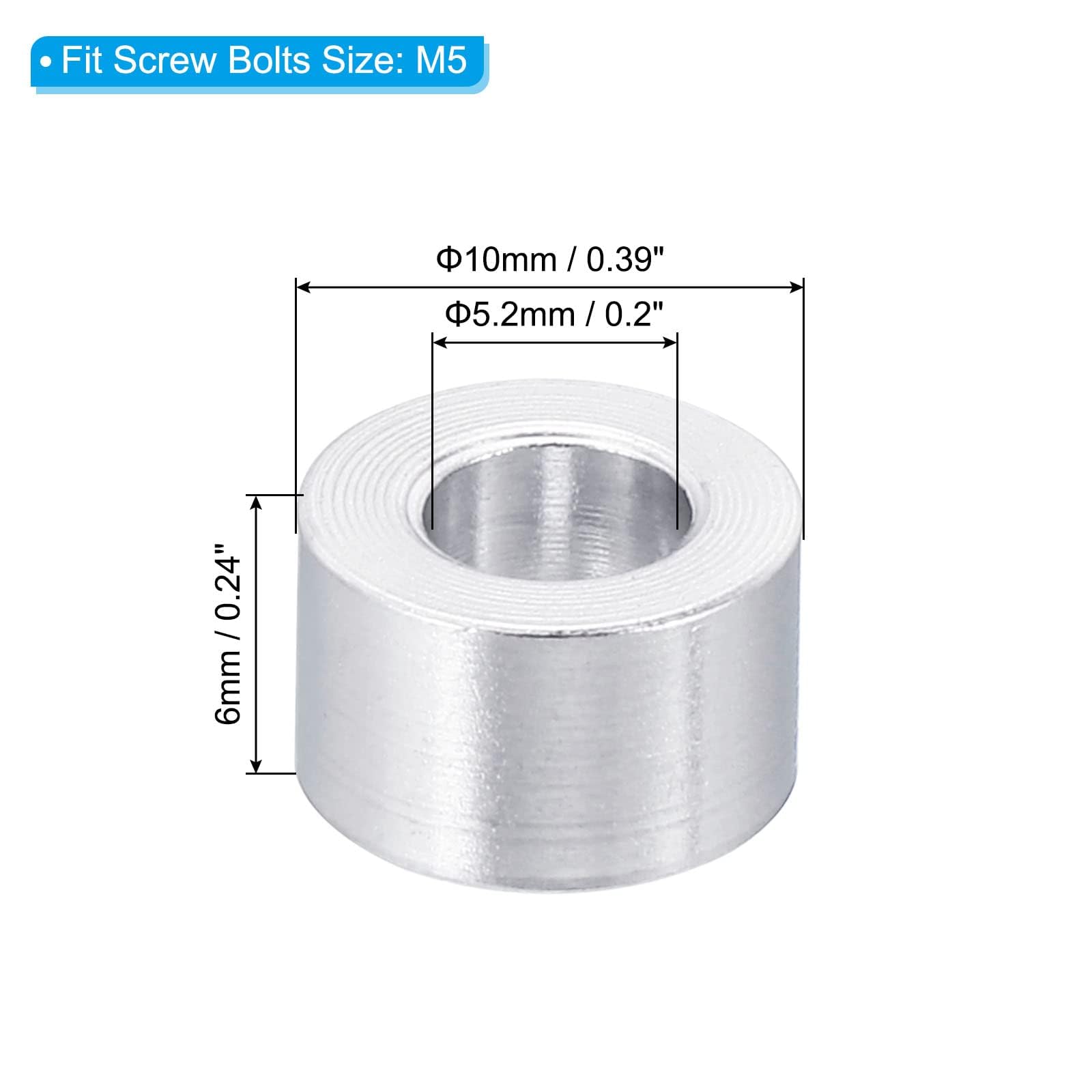 TA-VIGOR 10Pcs M5 Aluminum Spacer - Image 2