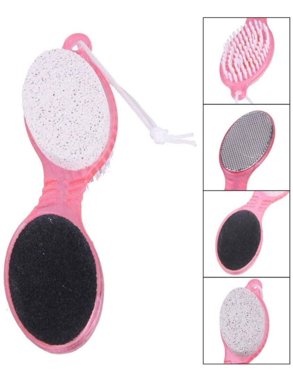 4 In 1 Foot Pedicure Brush, Pumice Stone, Scrubber & File For Soft Care Multi Use Manicure Paddle Brush Kit Tool, Cleanse and Buff, for Feet, Toes, Nails Cleaning, Bath Brush (Multicolor) (4 IN 1 BRUSH)-image-6