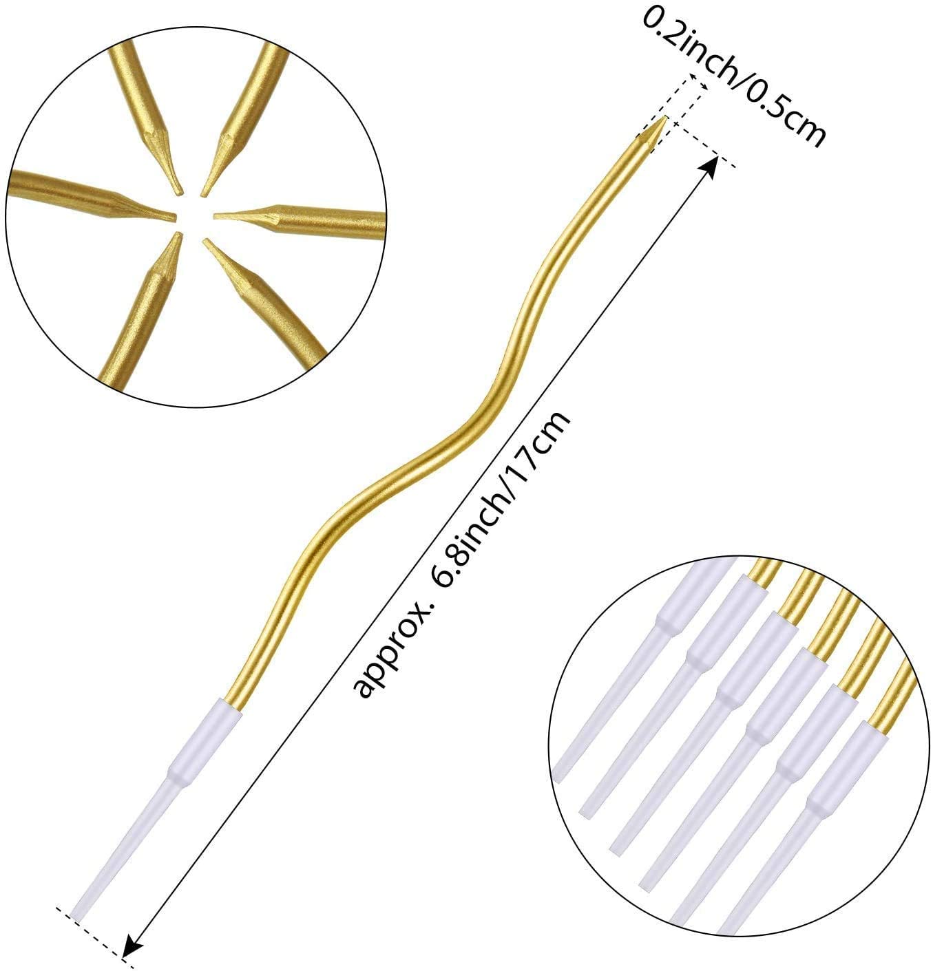 Party Expresss Golden Twisty Metallic Spiral Candles - 6PC 2
