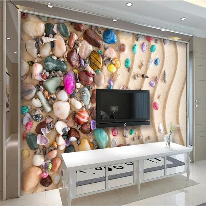 Papier peint plage 3D pour agrandir une pièce sombre fond de mur